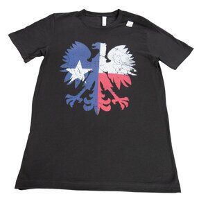 Texas Flag Polish Eagle Poland Mens Medium Black Shirt Short Sleeve Casual Tee